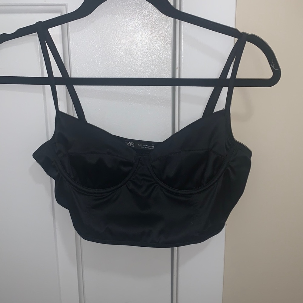 Zara cropped top. Silk material, black size medium but runs small.